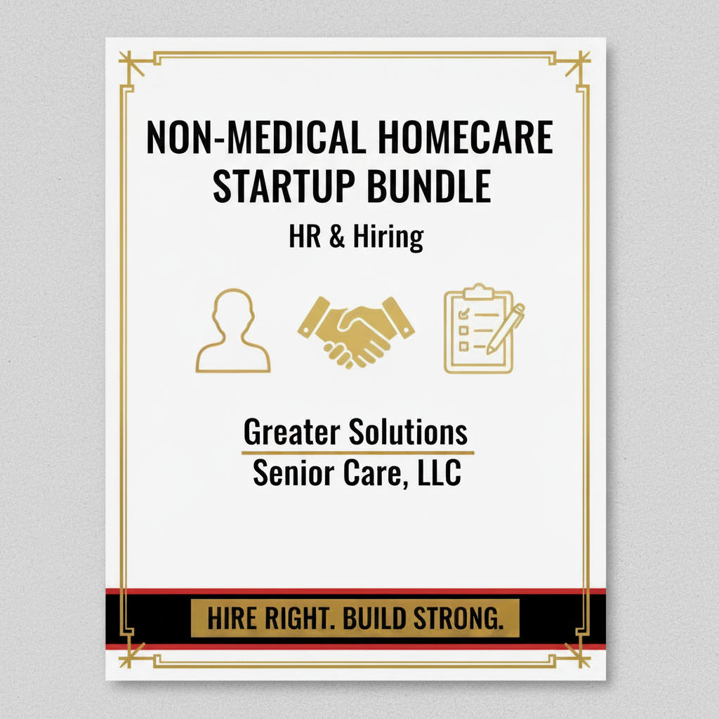 Non-Medical Homecare HR & Hiring Bundle cover - white background with black text and gold red trim