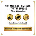 Non-Medical Homecare Client & Operations Bundle cover - white background with black text and gold red trim